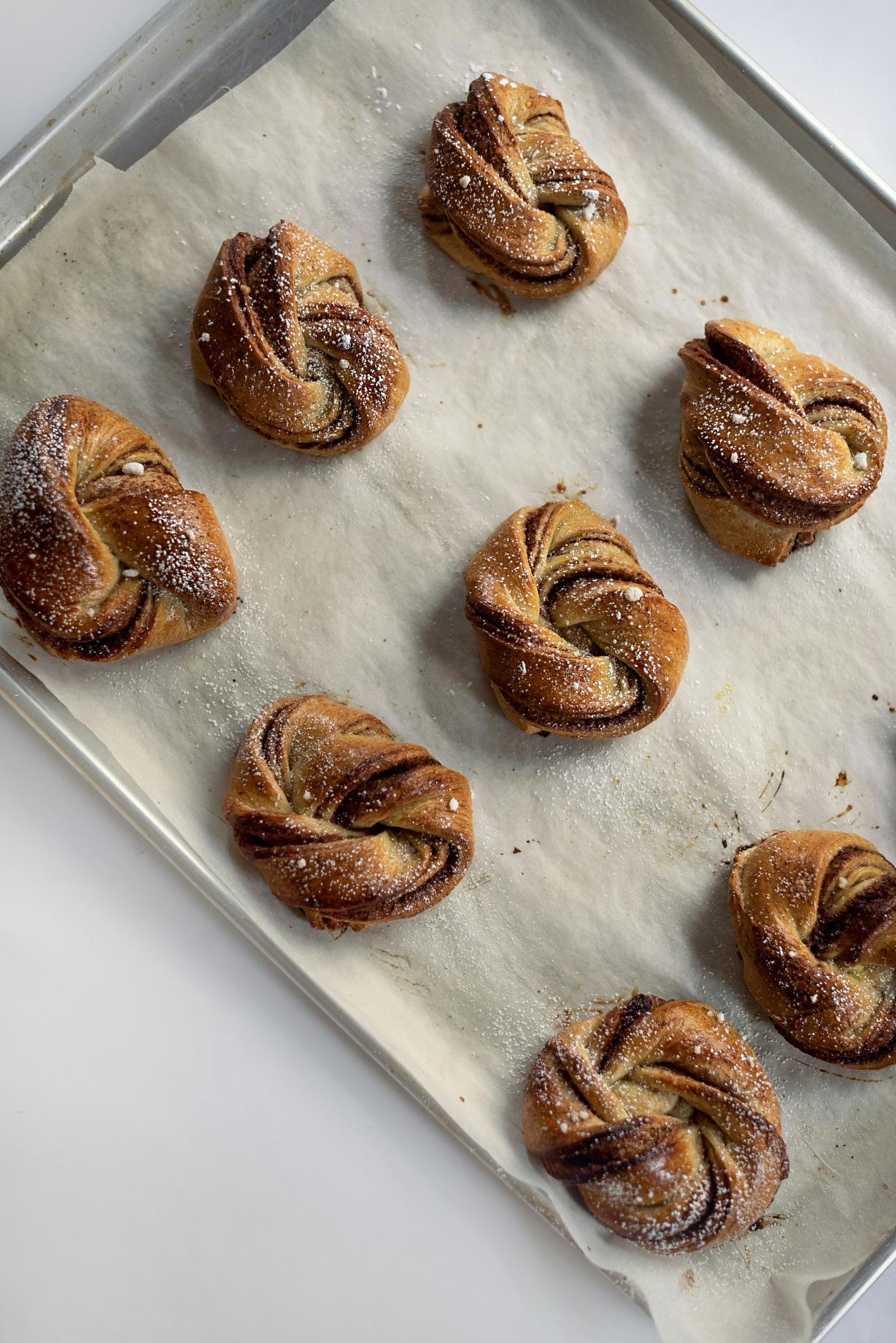 Tray of cinnamon pastries
