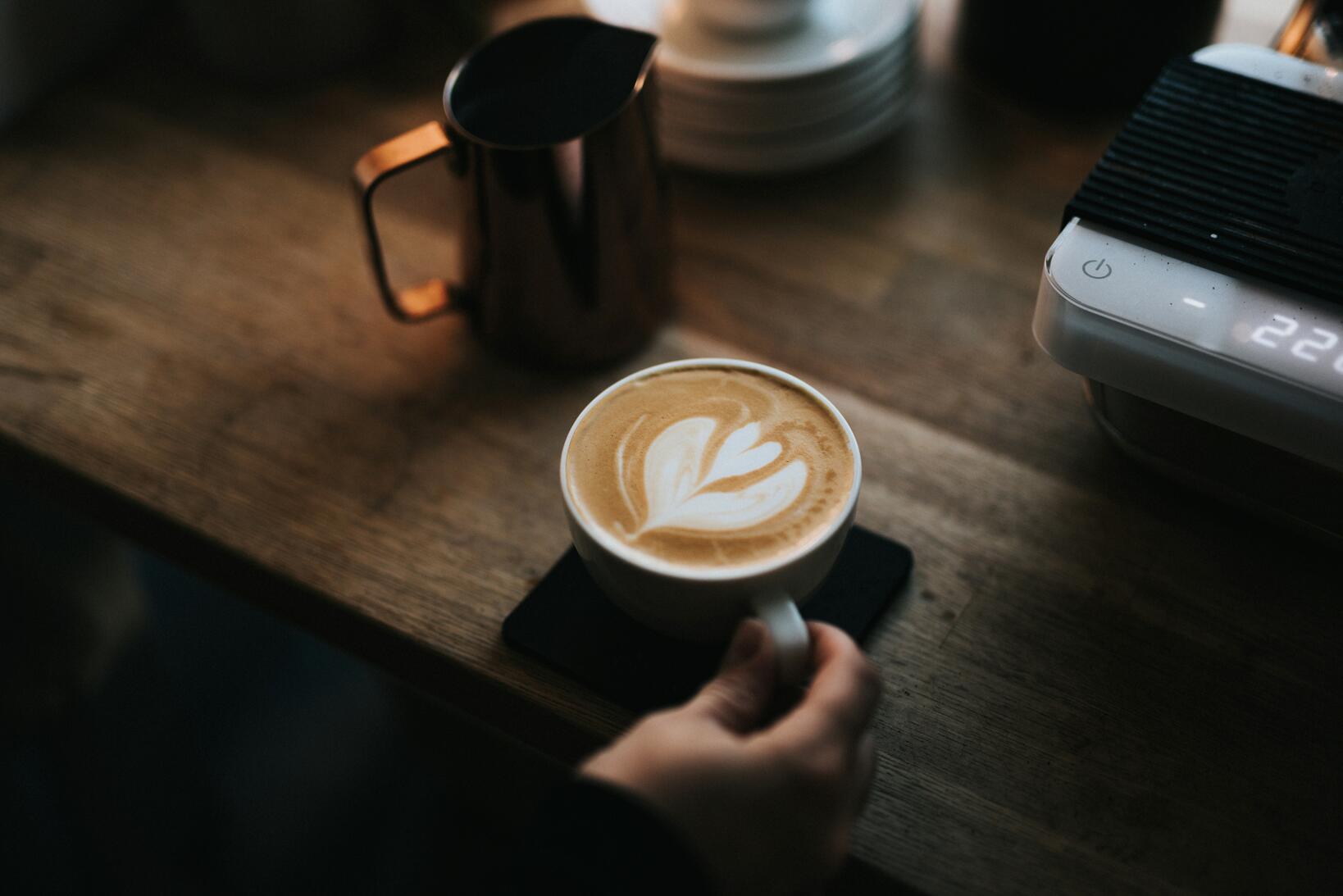 Hot coffee in cup