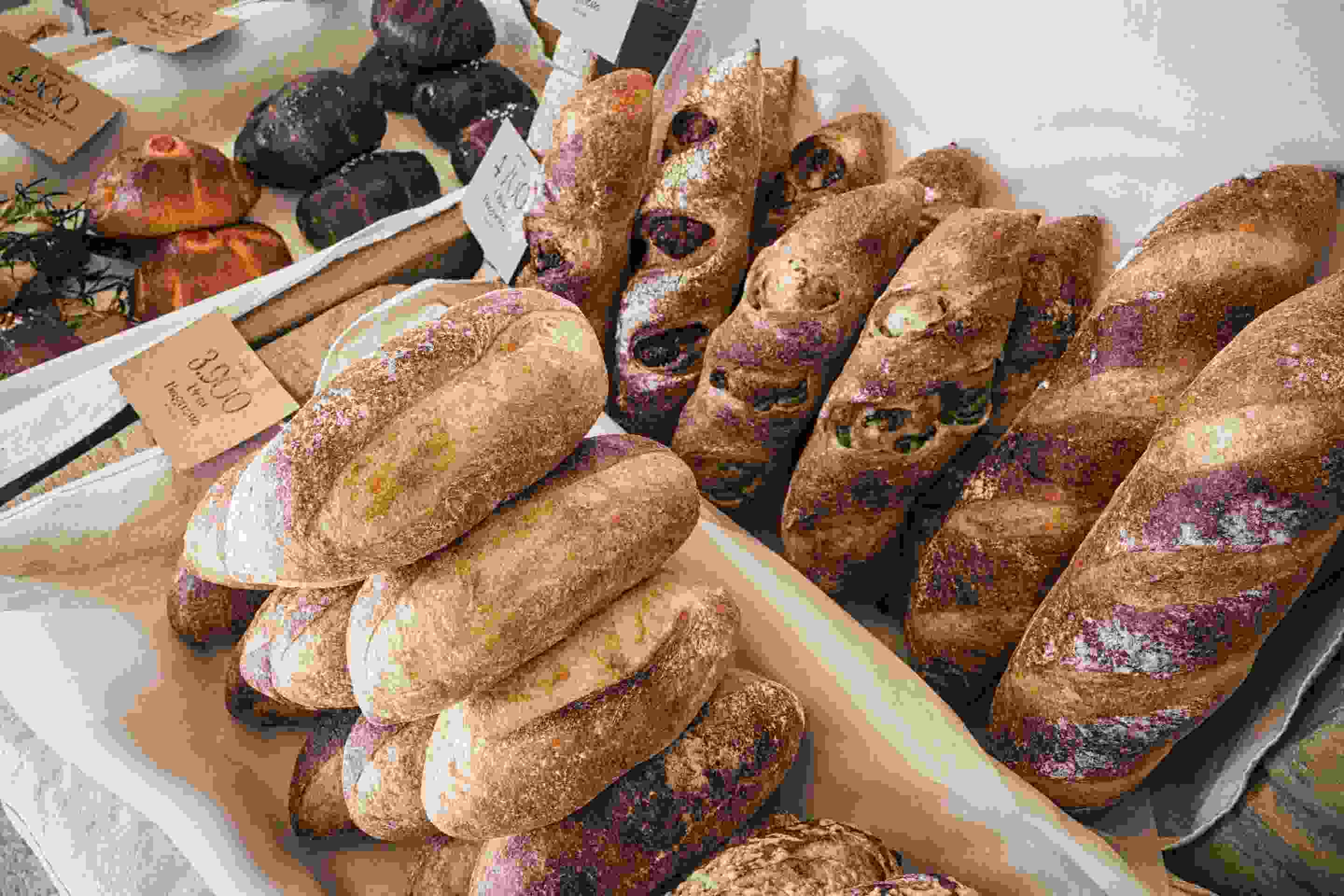 Basket of assorted breads